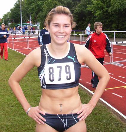 Siegerin im 100m Hürden Endlauf der Frauen Carolin Nytra, Bremer LT / VfB Comet