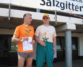 M50 100m Landesmeister Frank Kindermann und Zweitplatzierter Jürgen Umann