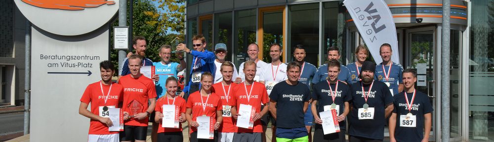 Die Firmenwertung des 5km-Stadtwerke-Jedermann-Laufes gewann die „Fricke Gruppe 1“ vor dem „DMK-Team Milram 1“ und „Kivinan Zeven 1“.